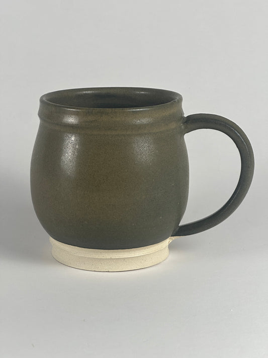 large round dark green mugs