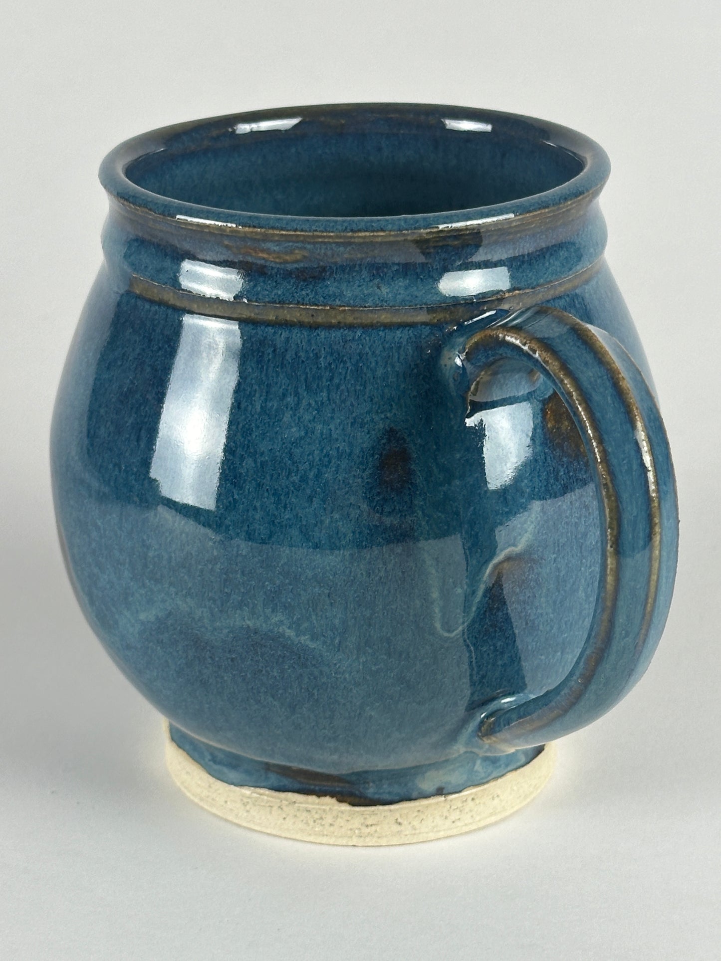 large round blue mugs